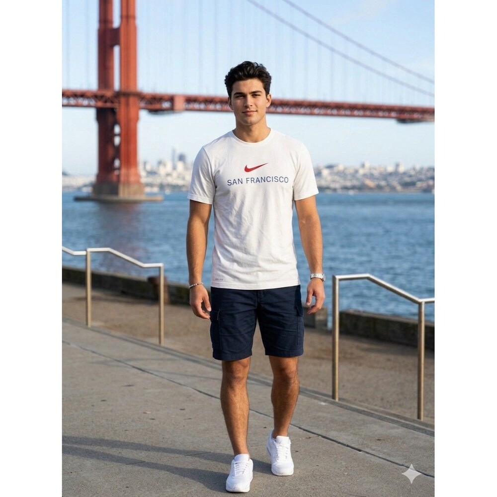 Nike Mens The Nike Tee San Francisco Dri-Fit Graphic White T-Shirt Size Small